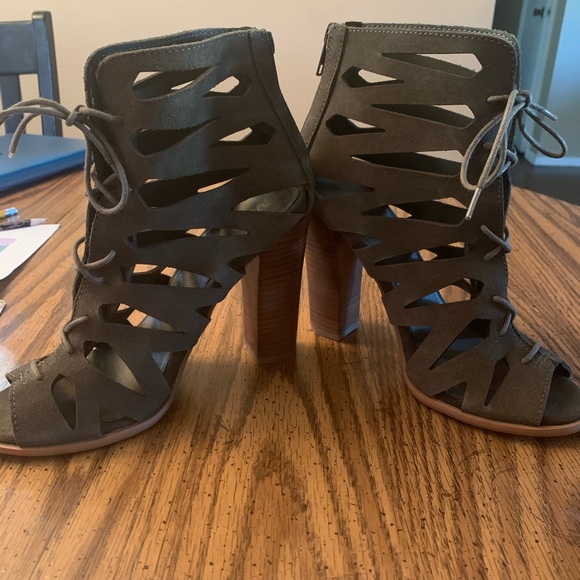 Suede Cut Out Peep Toe Bootie - Picture 6 of 7